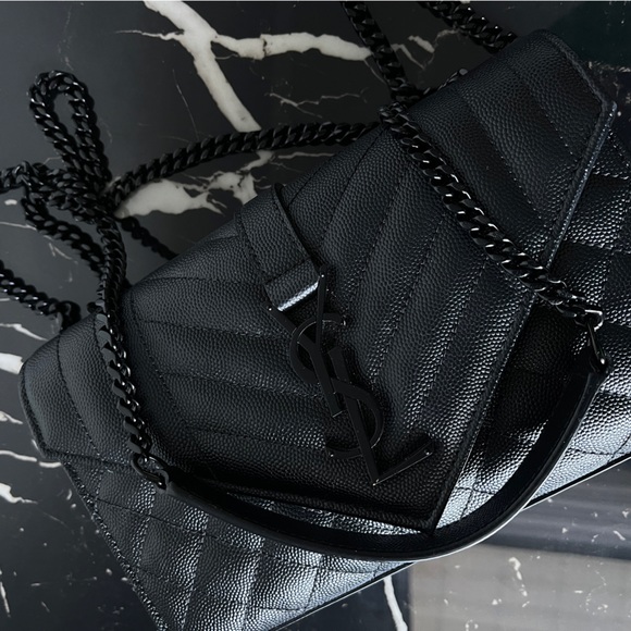 SAINT LAURENT SMALL ENVELOPE IN QUILTED GRAIN DE POUDRE EMBOSSED LEATHER - Picture 1 of 12